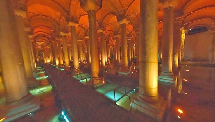 Yerebatan Sarnıcı’nın görkemli sütunları görüntülendi